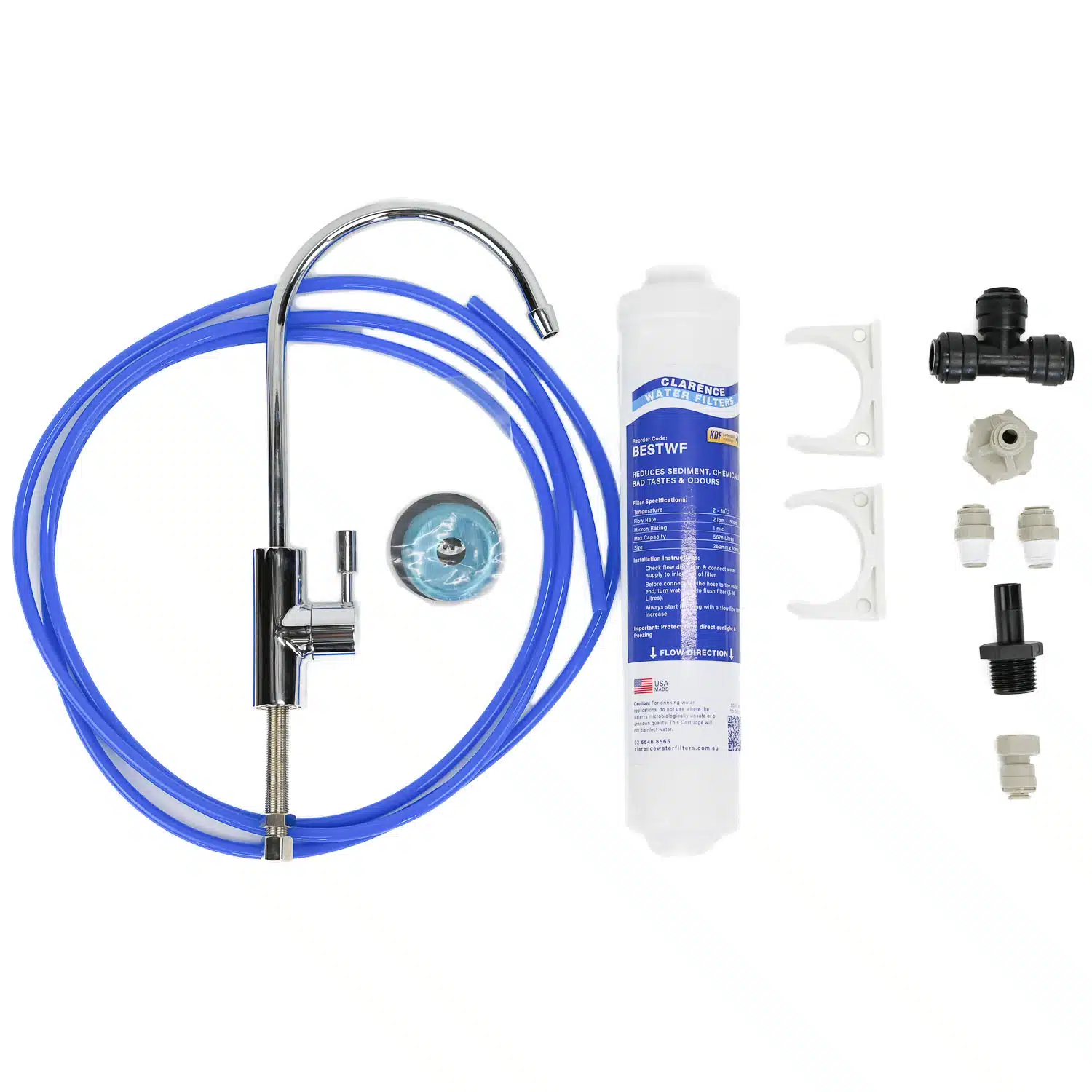 BEST Inline Water Filter System Including BESTWF Filter fittings 301C Tap Clips and Tubing