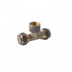 Brass 1/2" Tee 2x Comp Nuts 1x F