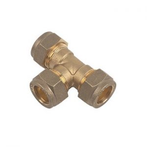 Brass 3/4" Tee 3x Comp Nuts