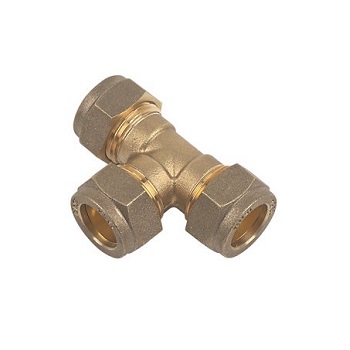 Brass 15mm 1/2" 3x Compression Nuts Tee