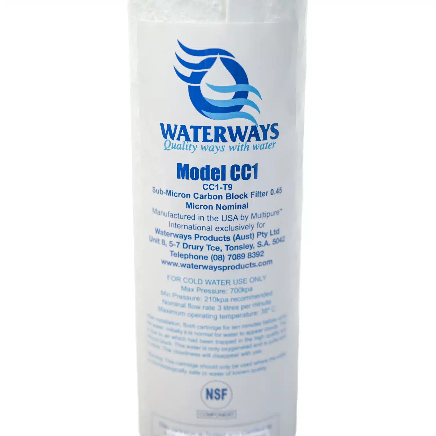 CC1 WaterWays Multi-Pure Screw Cap 0.45 Micron Carbon Block Water Filter