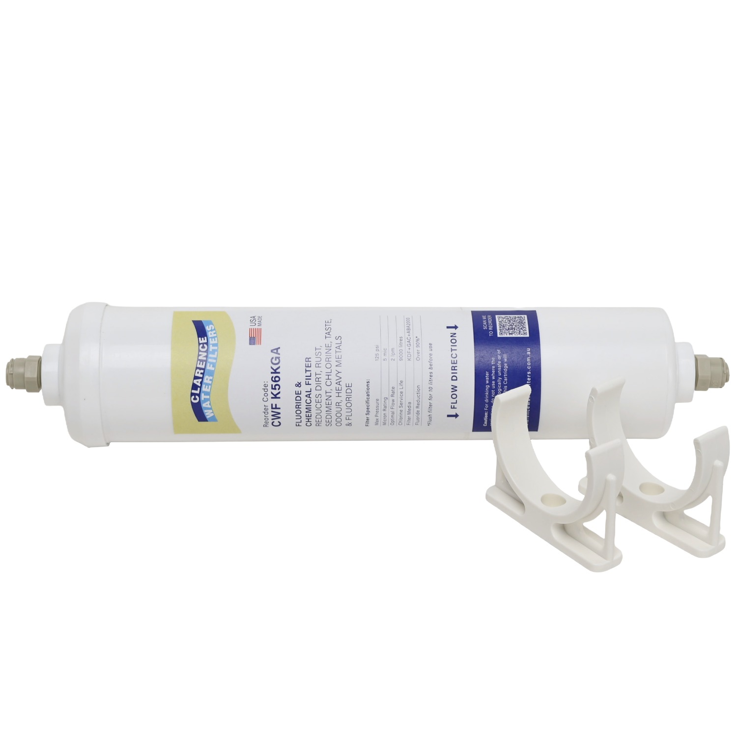 CWF K56KGA All In One Inline Water Filter With KDF Fluoride Reduction Media Carbon and Sediment Protection