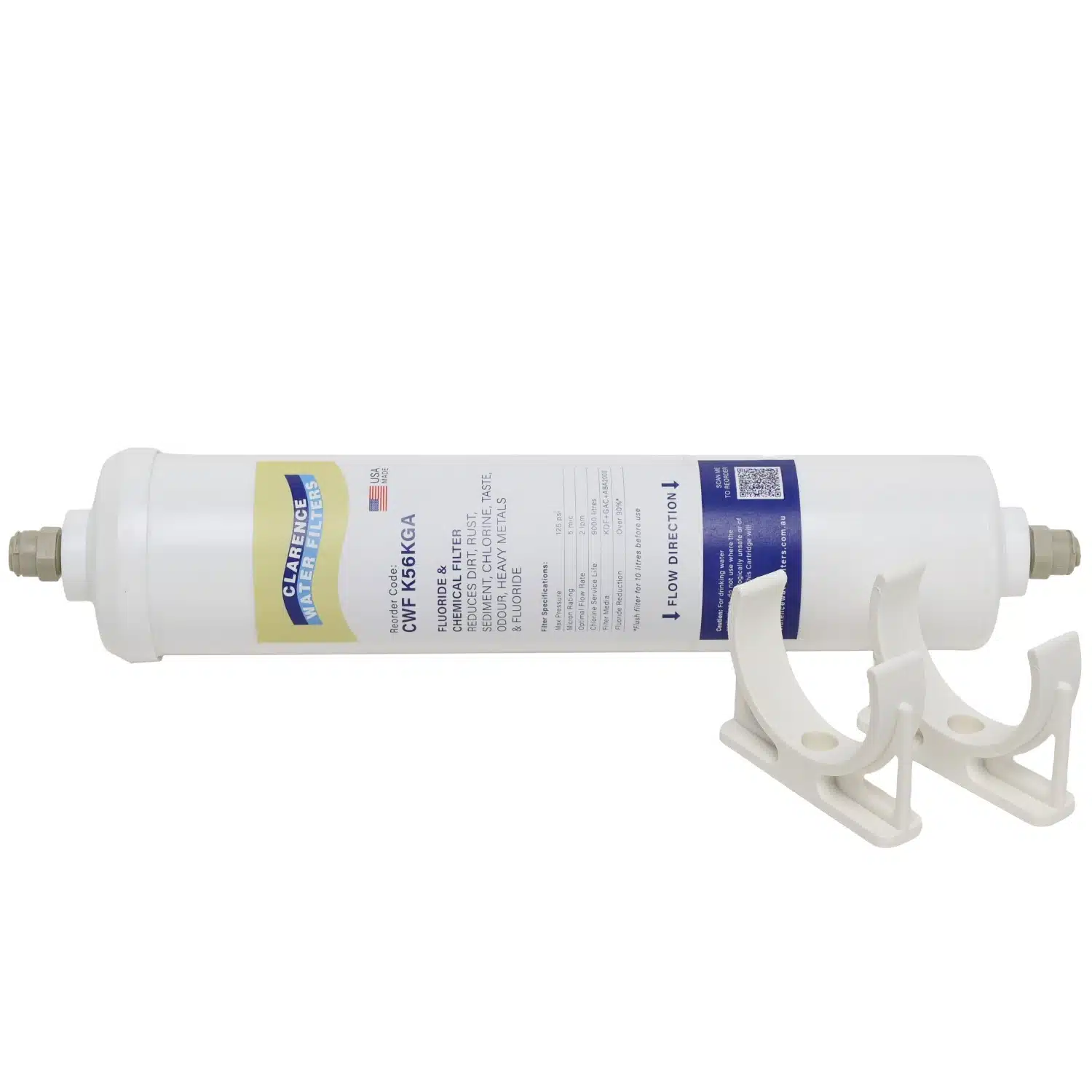 CWF K56KGA All In One Inline Water Filter With KDF Fluoride Reduction Media Carbon and Sediment Protection