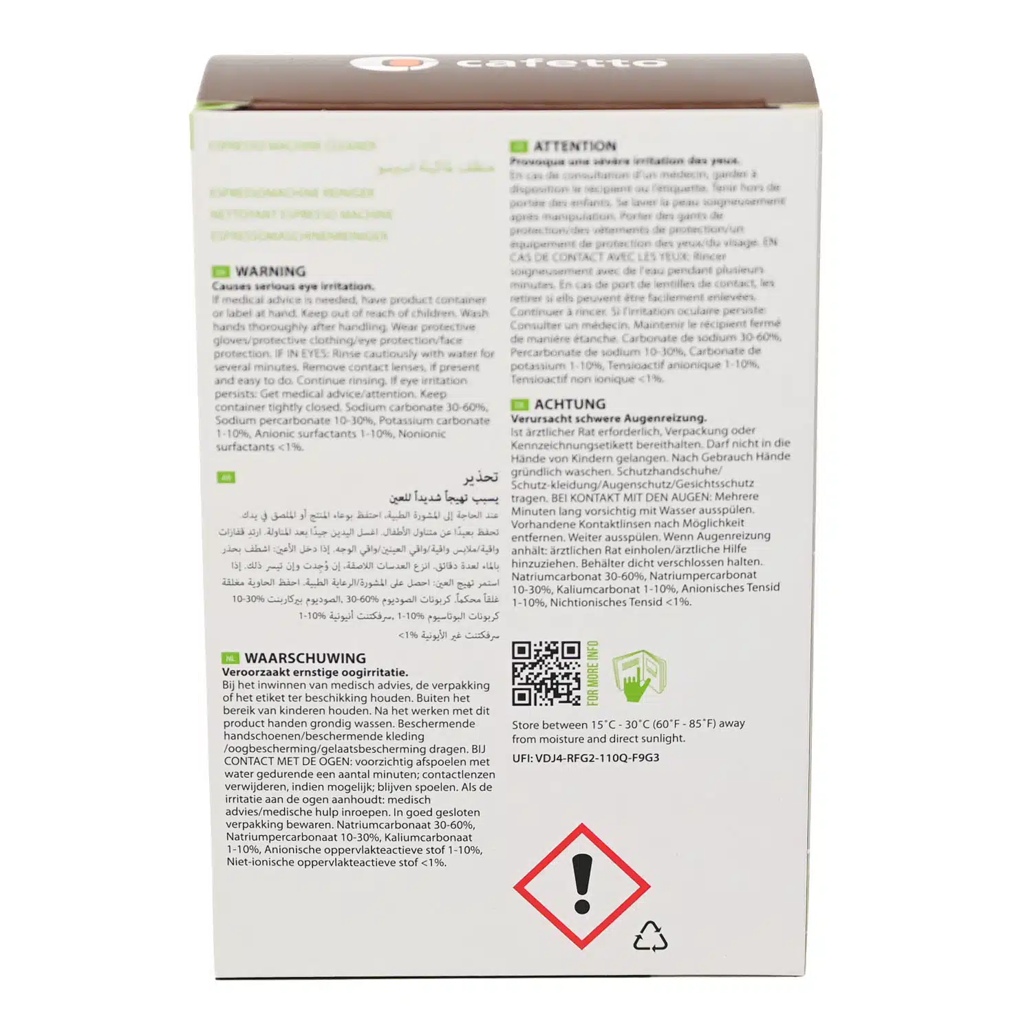 Cafetto EVO Espresso Machine Cleaning Powder 12 x 5g Satchets