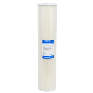 Caware 2045PW5Nom 20 inch by 4 point 5 inch premium Taiwanese made pleated washable 5 micron sediment filter with rubber end seals and mesh reinforcement