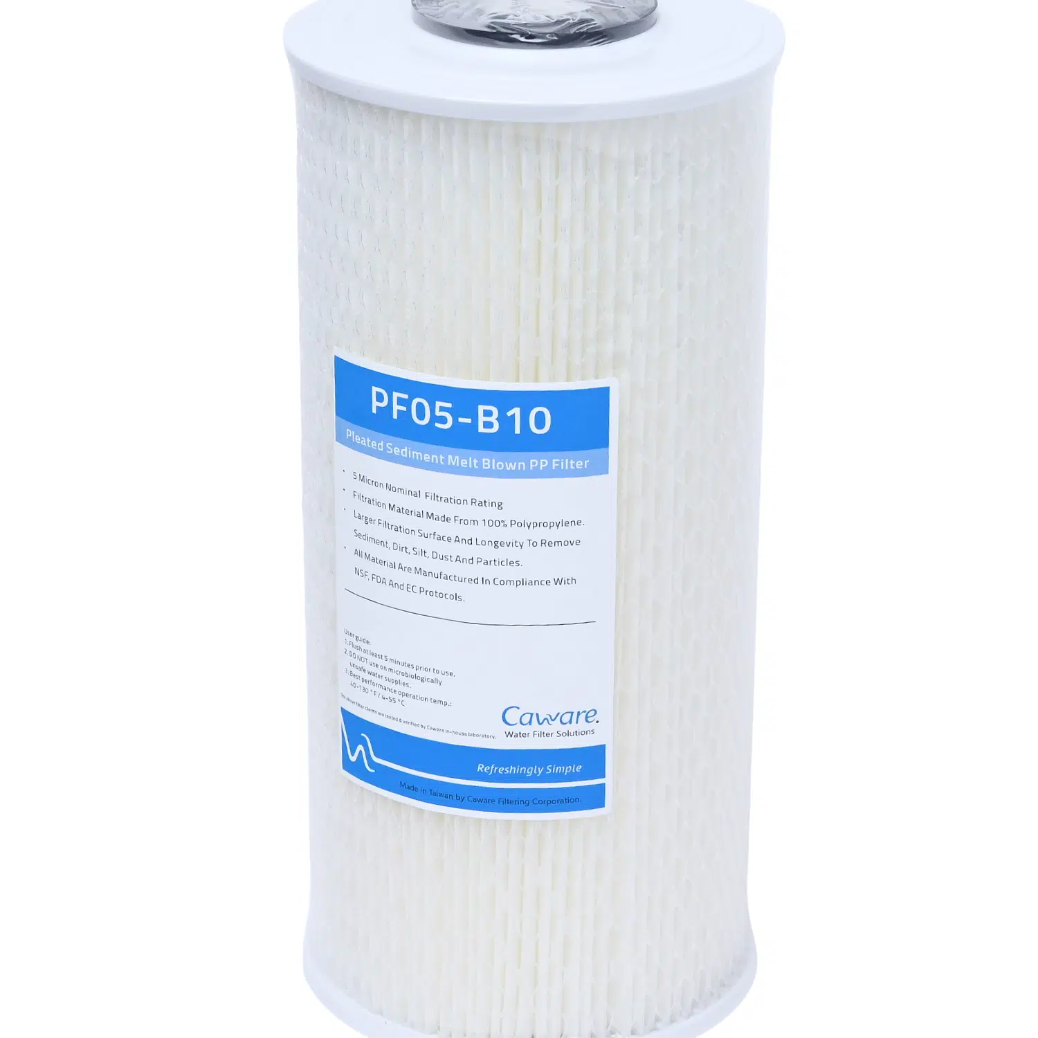 Caware Pf05 B10 (1045pw5nom) 10 Inch By 4 Point 5 Inch Pleated Washable Water Filter With Rubber Seals For Sediment Reduction 4