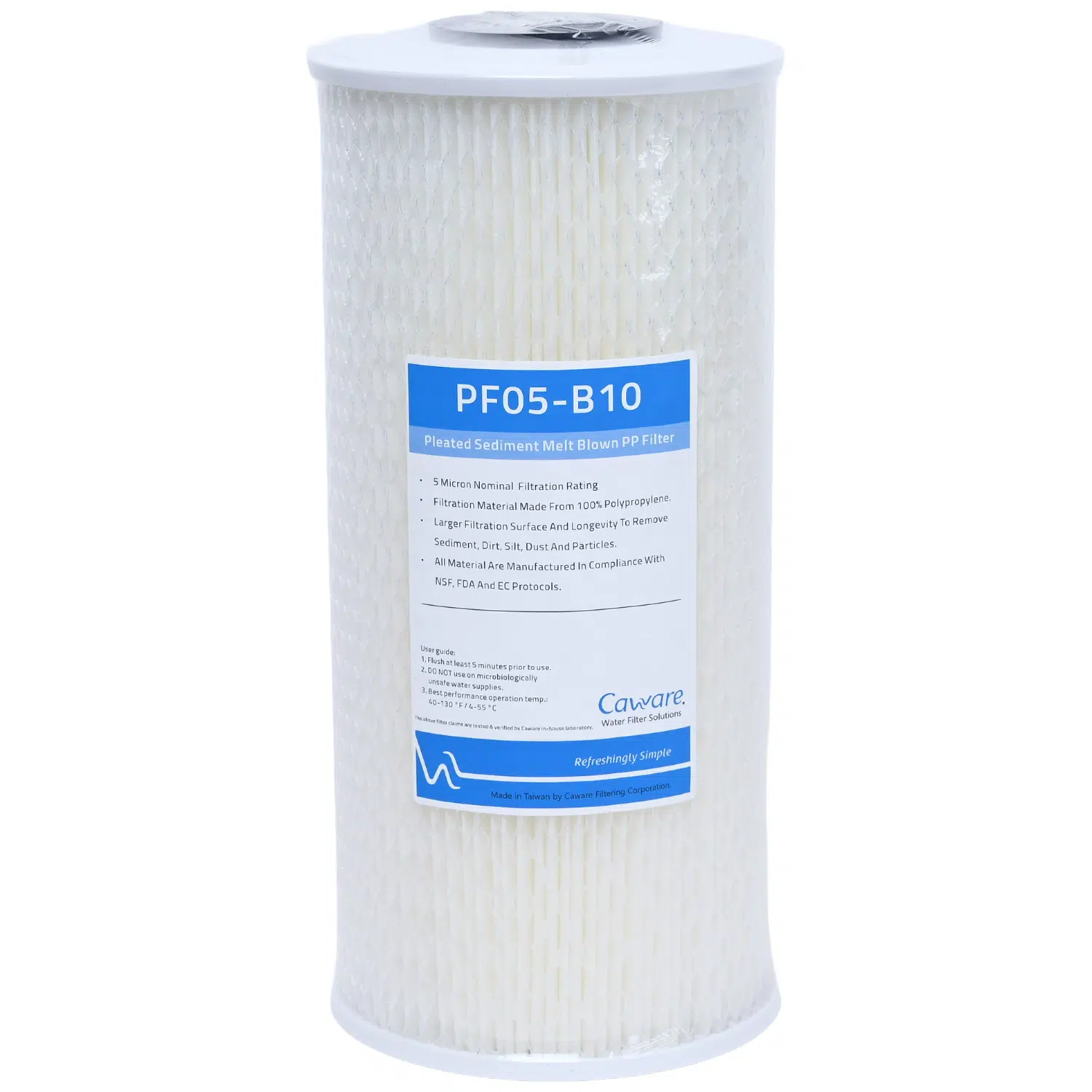 Caware Pf05 B10 (1045pw5nom) 10 Inch By 4 Point 5 Inch Pleated Washable Water Filter With Rubber Seals For Sediment Reduction 6