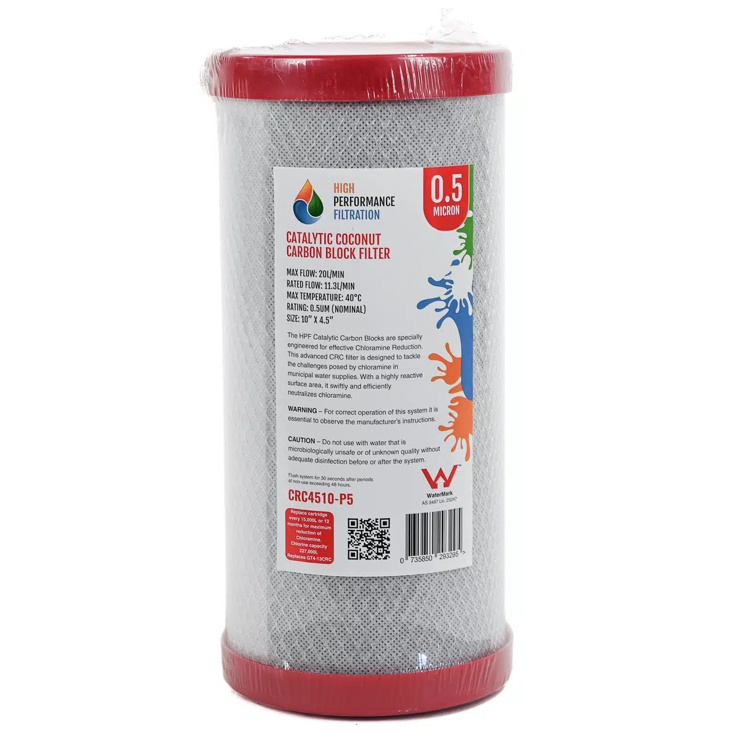 Chlorine and Chloramine Reduction Water Filter 10 inch by 4 point 5 inch CRC4510-P5 zero point 5 microns