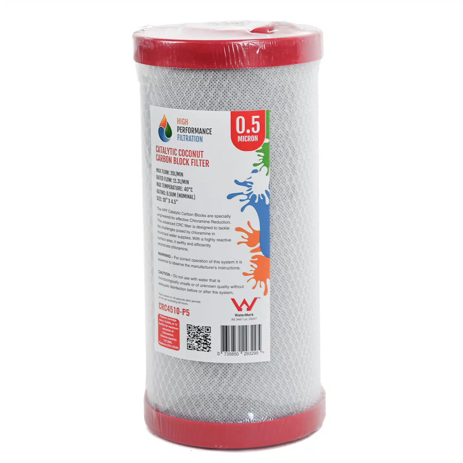 Chlorine and Chloramine Reduction Water Filter 10 inch by 4 point 5 inch CRC4510-P5 zero point 5 microns