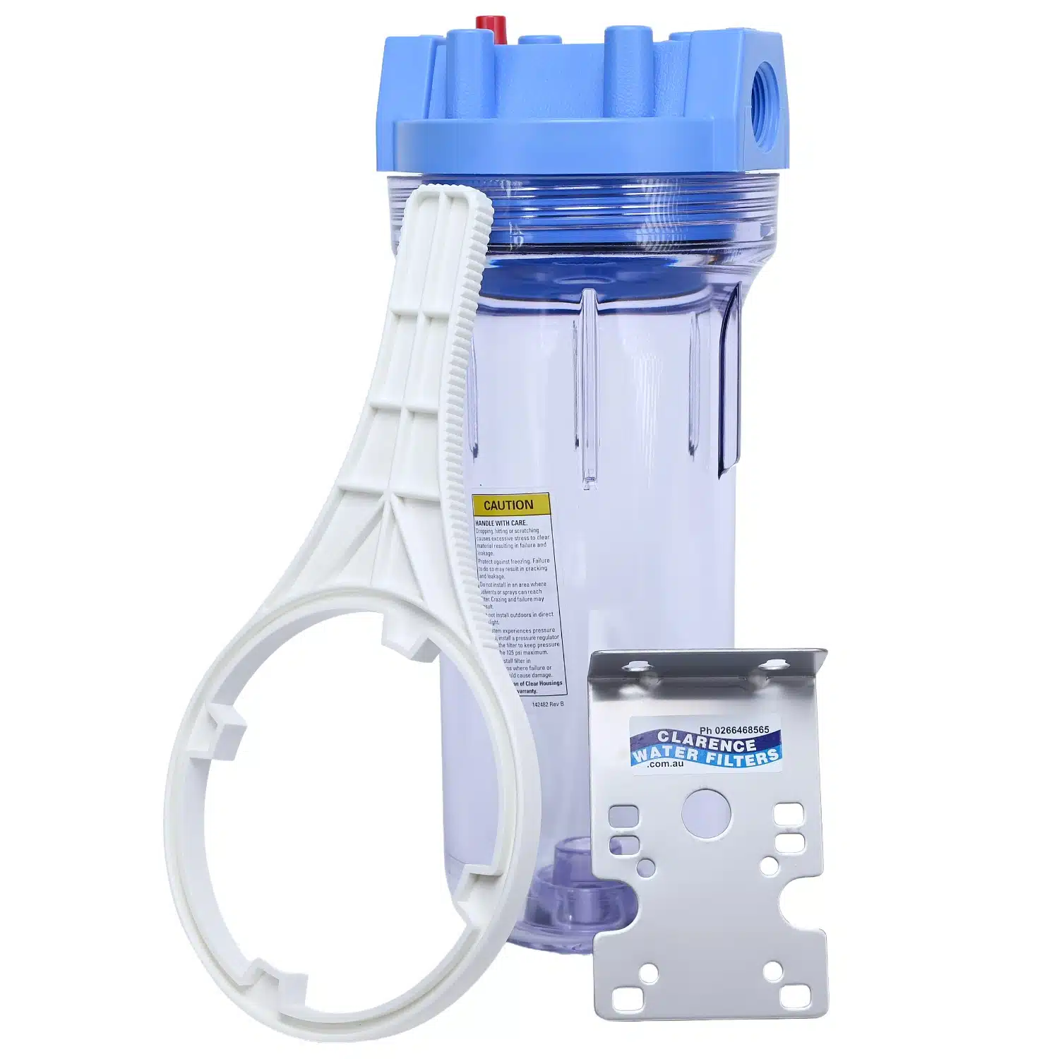 Clear Pentek 10 inch three quarter BSP Housing 150096 with pressure relief valve