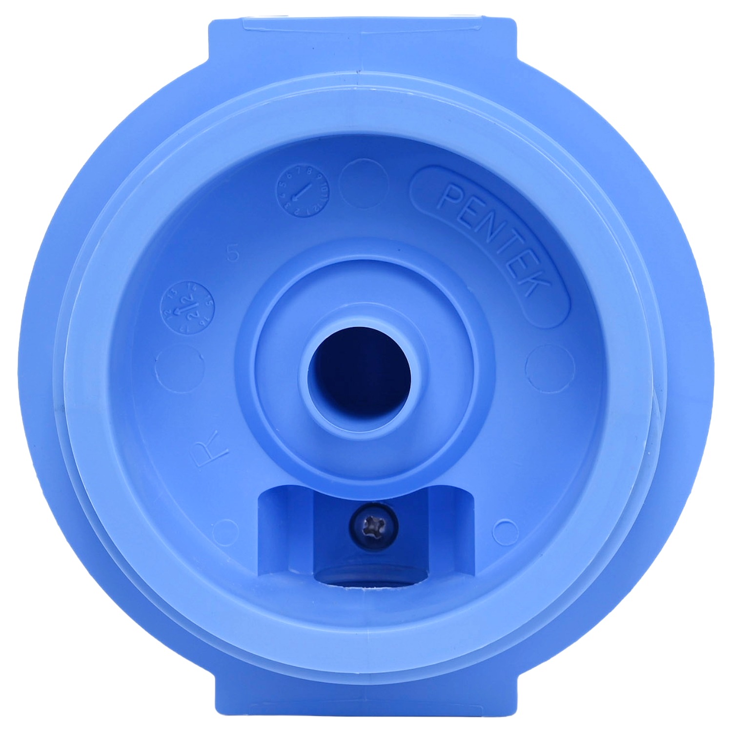 Clear Pentek 10 inch three quarter BSP Housing closeup of head