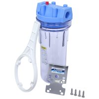 Clear Pentek 10 inch three quarter BSP Housing 150096 with pressure relief valve