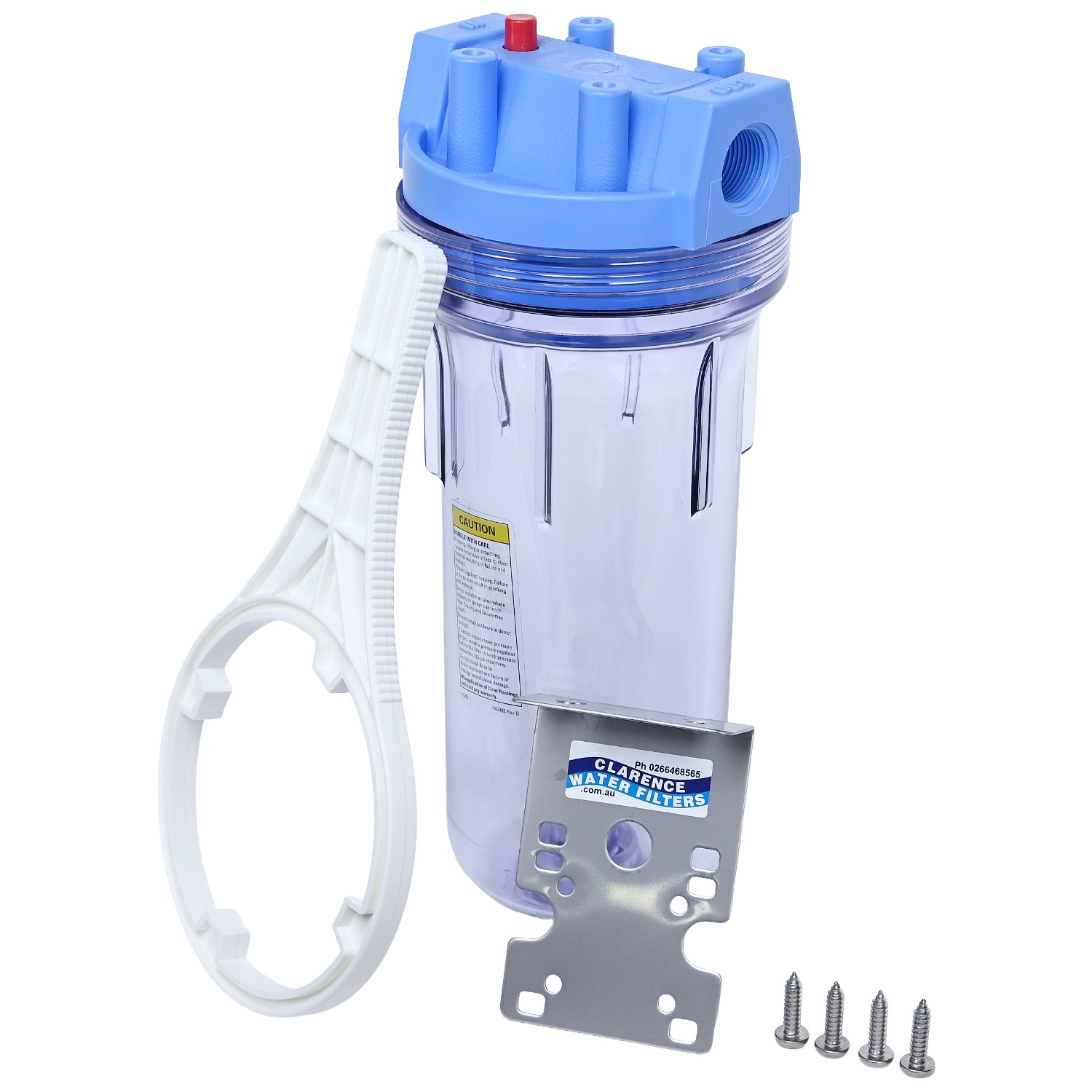 Clear Pentek 10 inch three quarter BSP Housing 150096 with pressure relief valve