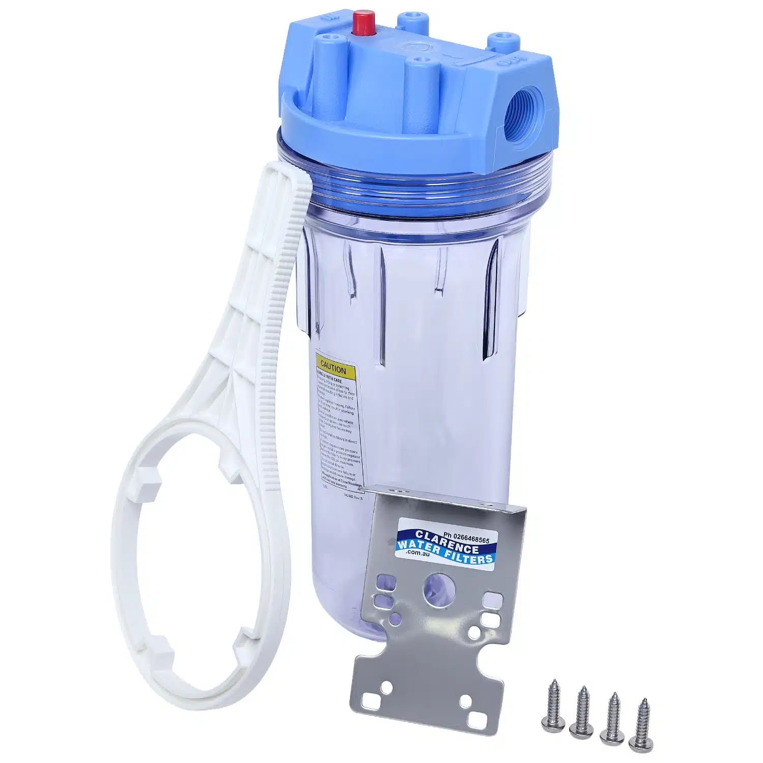 Clear Pentek 10 inch three quarter BSP Housing 150096 with pressure relief valve