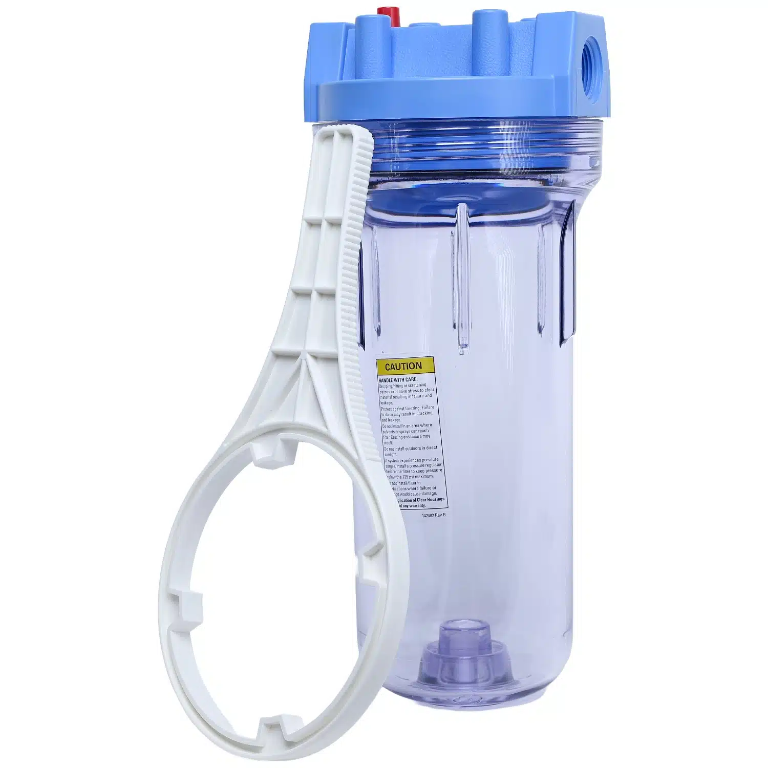 Clear Pentek 10 inch three quarter BSP Housing 150096 with pressure relief valve