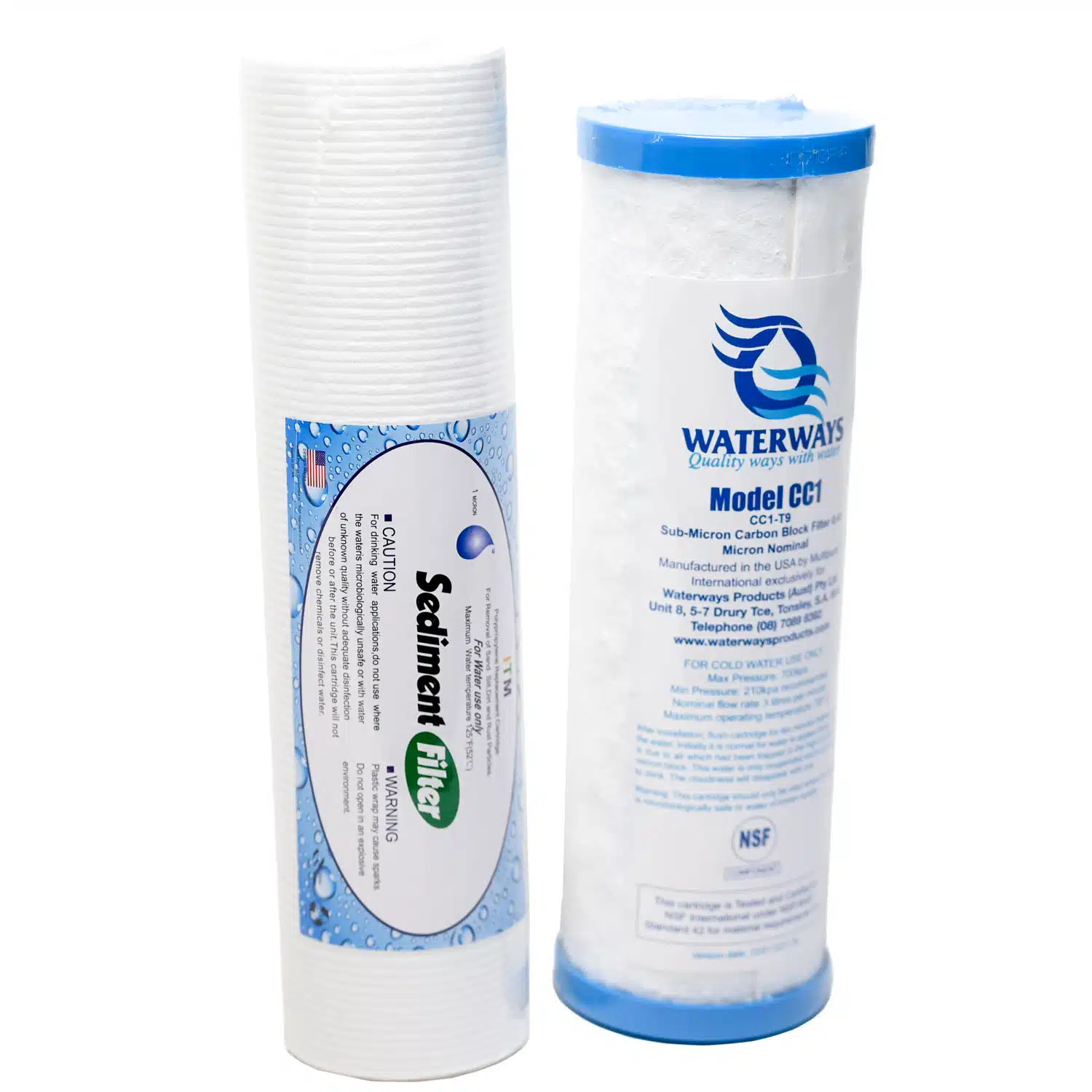 Filter Set Sediment & CC1 WaterWays Multi-Pure Screw Cap Sub Micron Carbon Filter