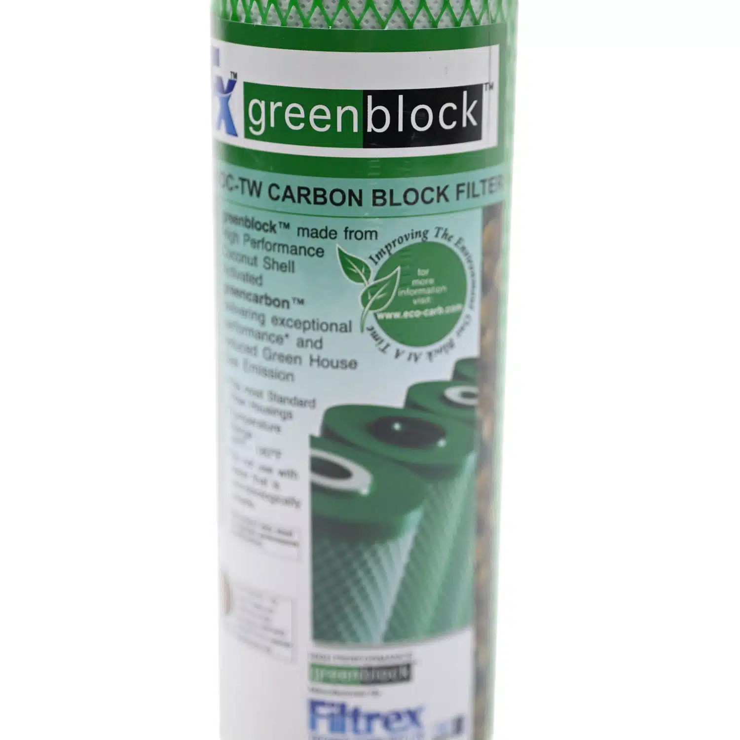 Filtrex FX10VOC-TW Greenblock 10 inch by 2 point 5 inch Coconut Carbon Water Filter for chlorine chemical and bad taste odour reduction