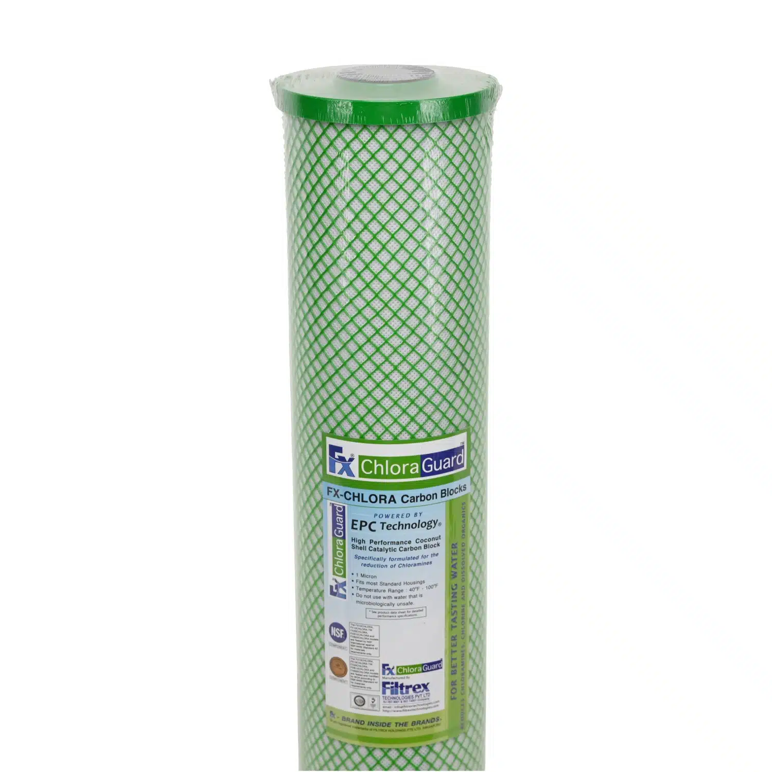 Filtrex Fx ChloraGuard 20 inch by 4 point 5 inch Carbon Block Water Filter 1 Micron For Choloramines