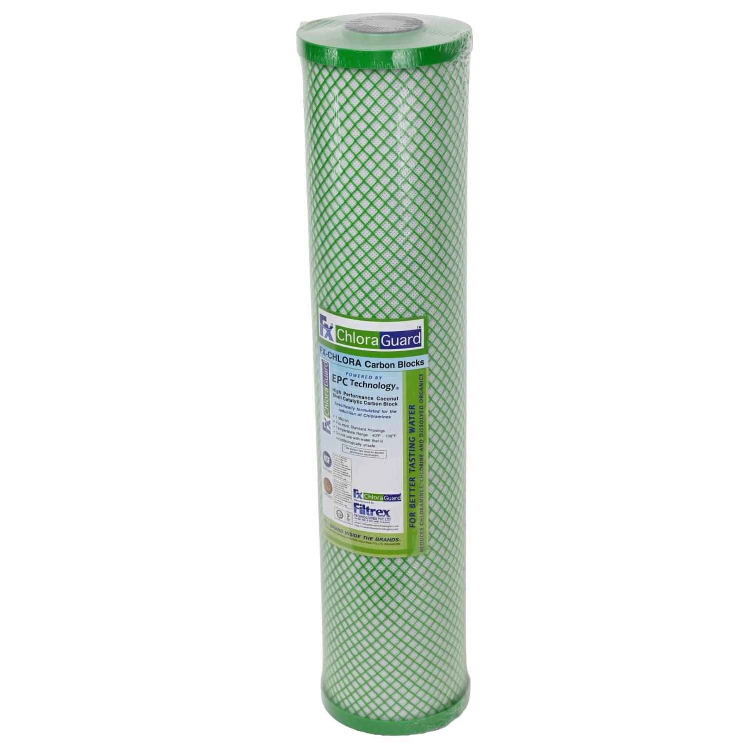 Filtrex Fx ChloraGuard 20 inch by 4 point 5 inch Carbon Block Water Filter 1 Micron For Choloramines