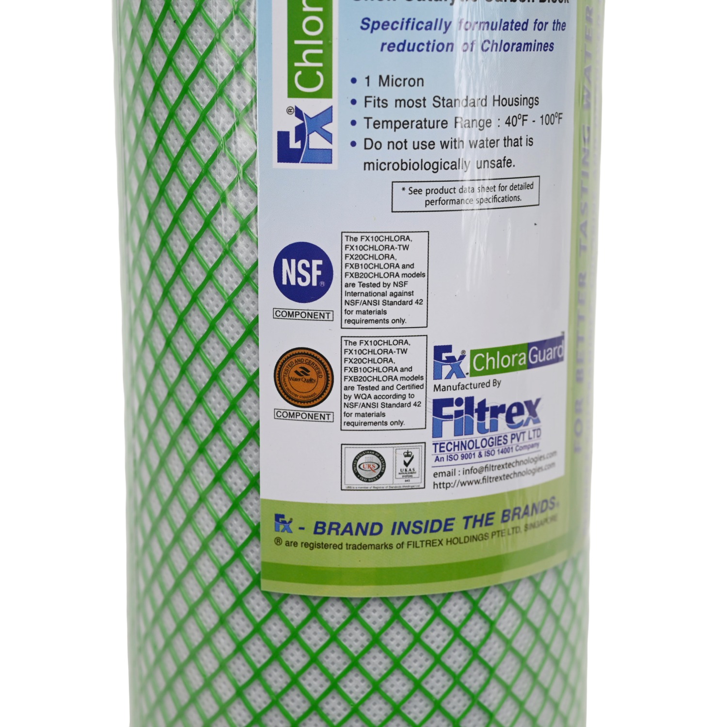 Filtrex Fx ChloraGuard 20 inch by 4 point 5 inch Carbon Block Water Filter 1 Micron For Choloramines