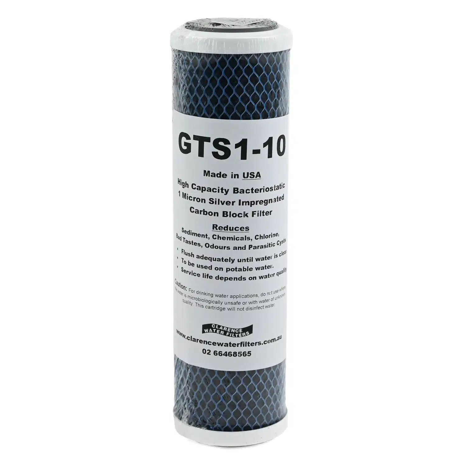 GTS1-10 1 Micron Silver Impregnated Fibreblock Carbon Filter for Tank Water