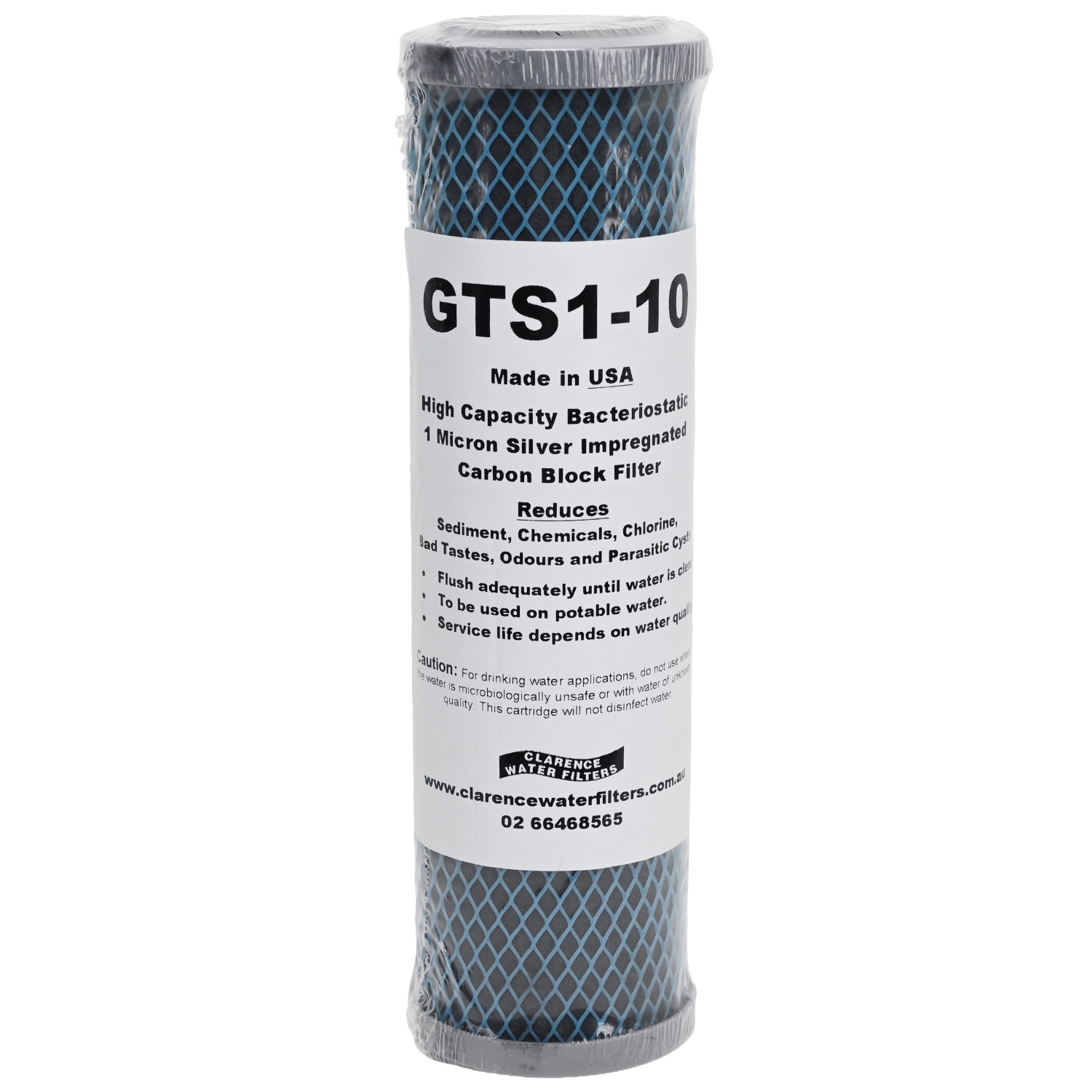 GTS1-10 1 Micron USA-Made Silver impregnated Fiberdyne carbon filter