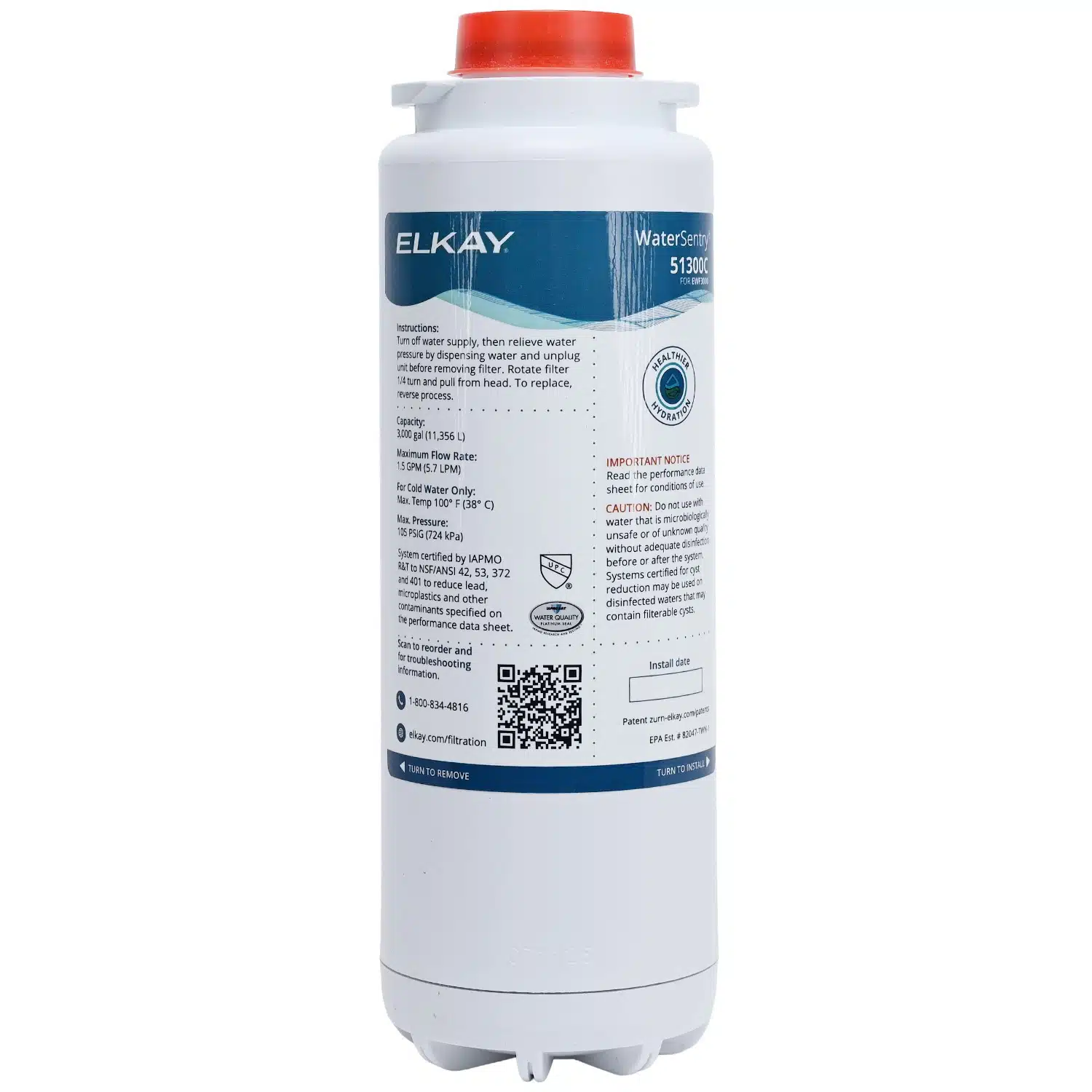 Genuine Elkay 51300c Watersentry® Plus Filter Ezh2o And Halsey Taylor 55898c Replacement Filter 1