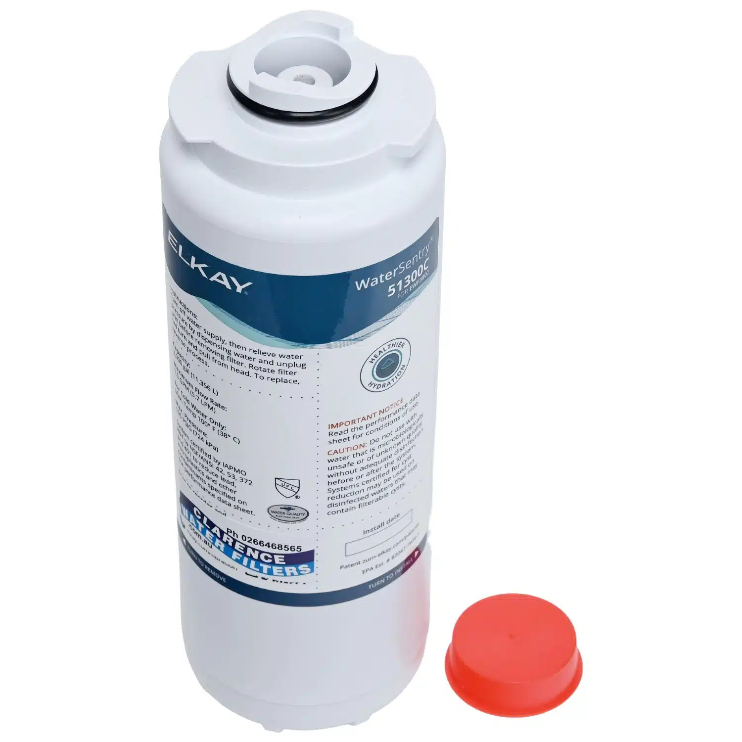 Genuine Elkay 51300c Watersentry® Plus Filter Ezh2o With Cap Removed Showing Top Front View 3