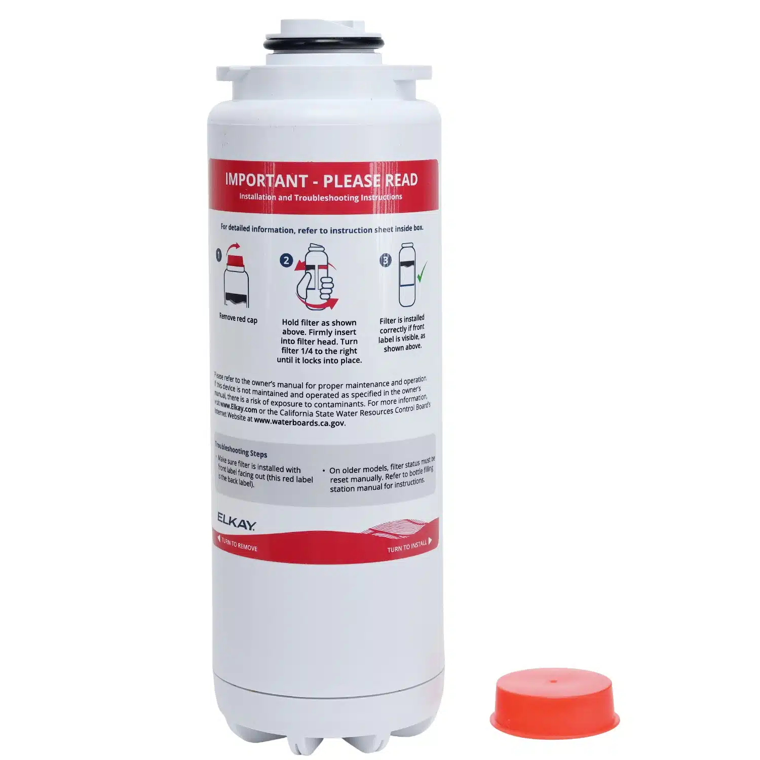 Genuine Elkay 51300c Watersentry® Plus Filter Image Of Rear Sticker Showing Installation Instructions