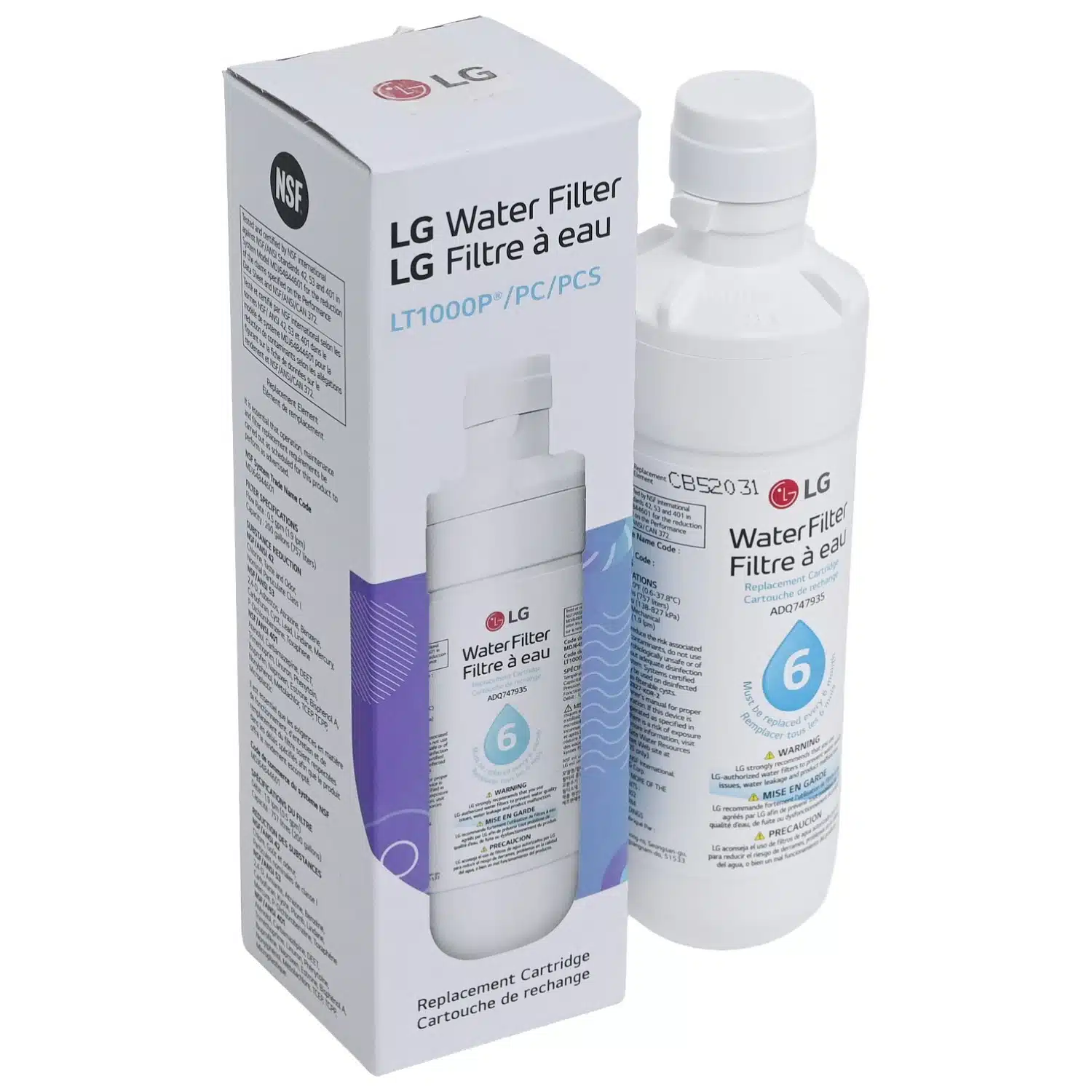Genuine LG LT1000p Fridge water filter ADQ74793501
