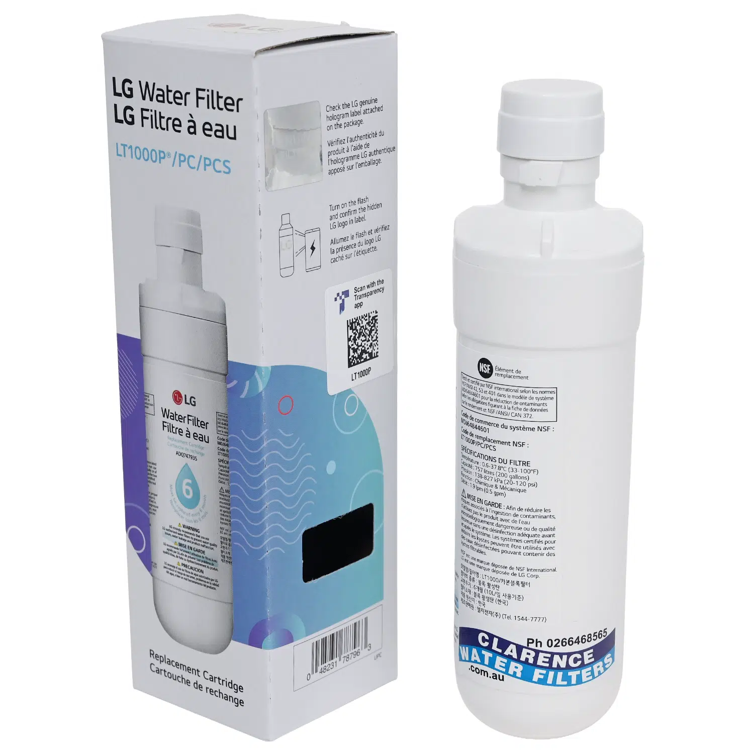 Genuine LG LT1000p Fridge water filter ADQ74793501