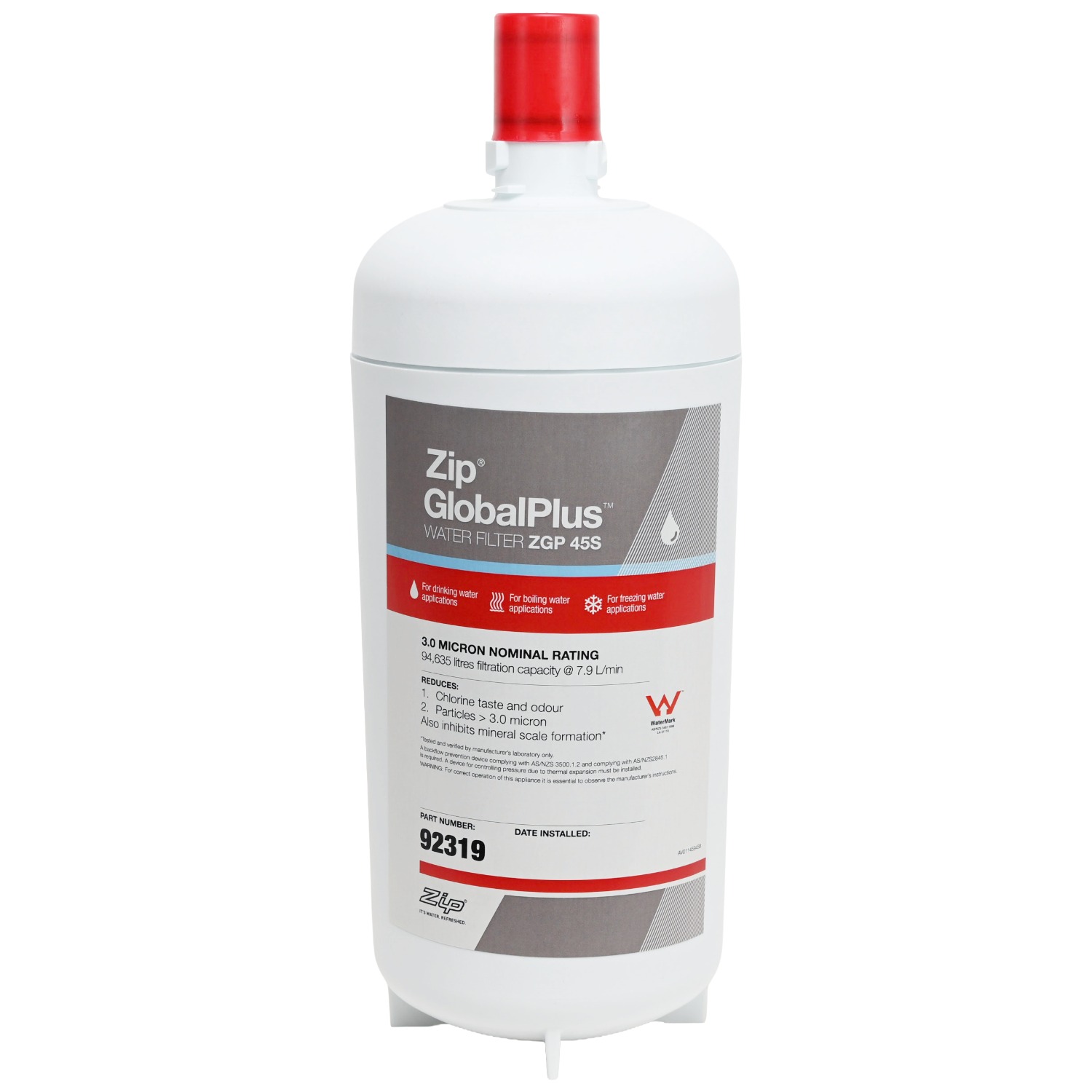 Genuine ZIP 92319 Global Plus Series 3 Micron Water Filter ZGP 45S
