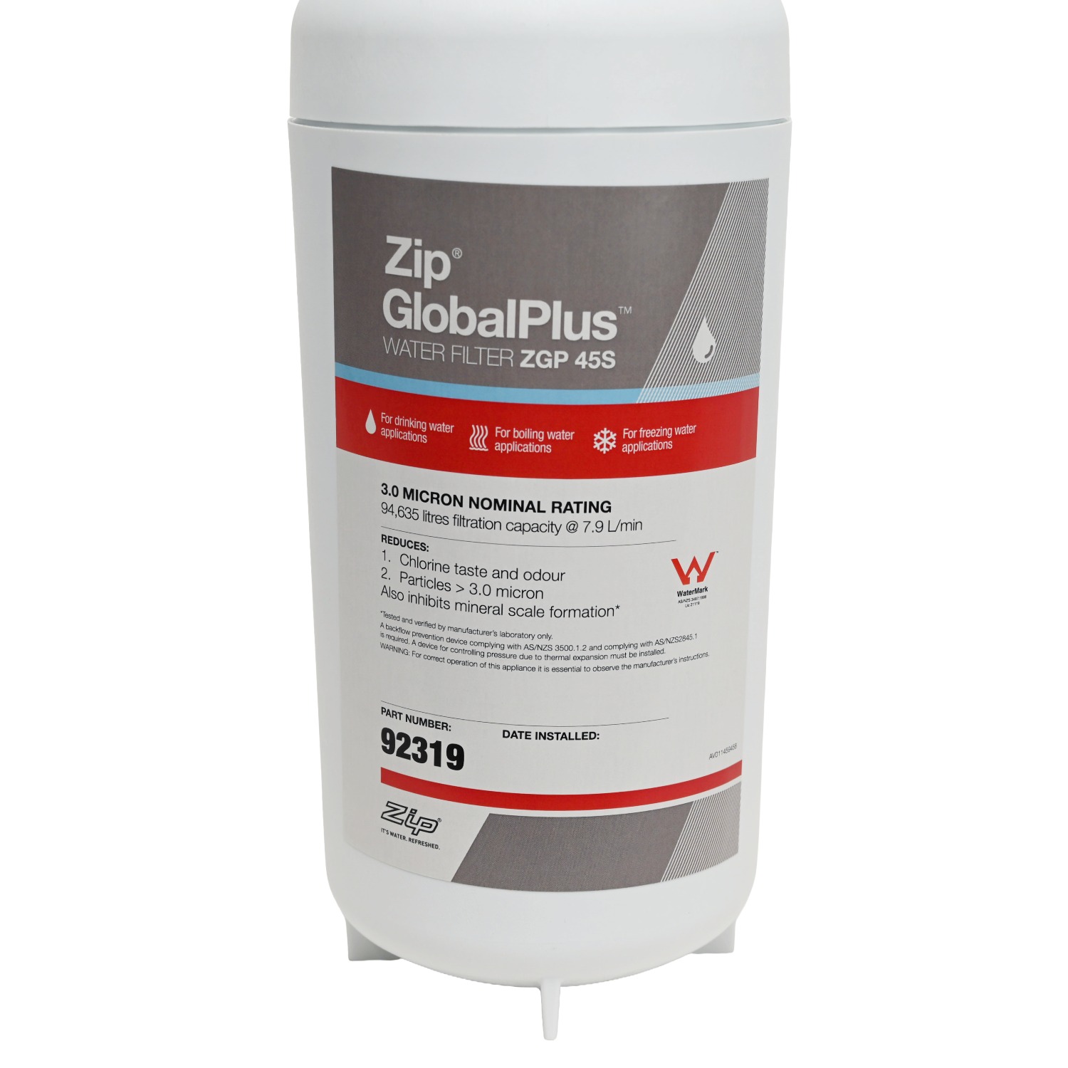 Genuine ZIP 92319 Global Plus Series 3 Micron Water Filter ZGP 45S