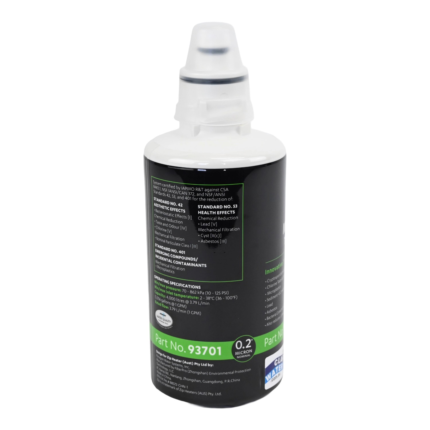 Genuine ZIP 93701 Water Filter zero point 2 microns for ZIP micropurity systems