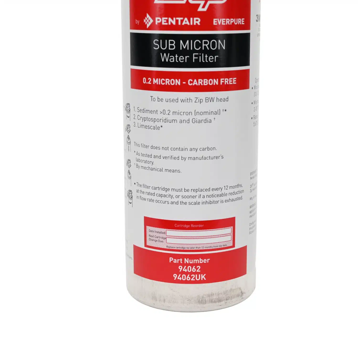 Genuine ZIP 94062 0 point 2 micron carbon free water filter to reduce giardia sediment cryptosporidium and limescale 8