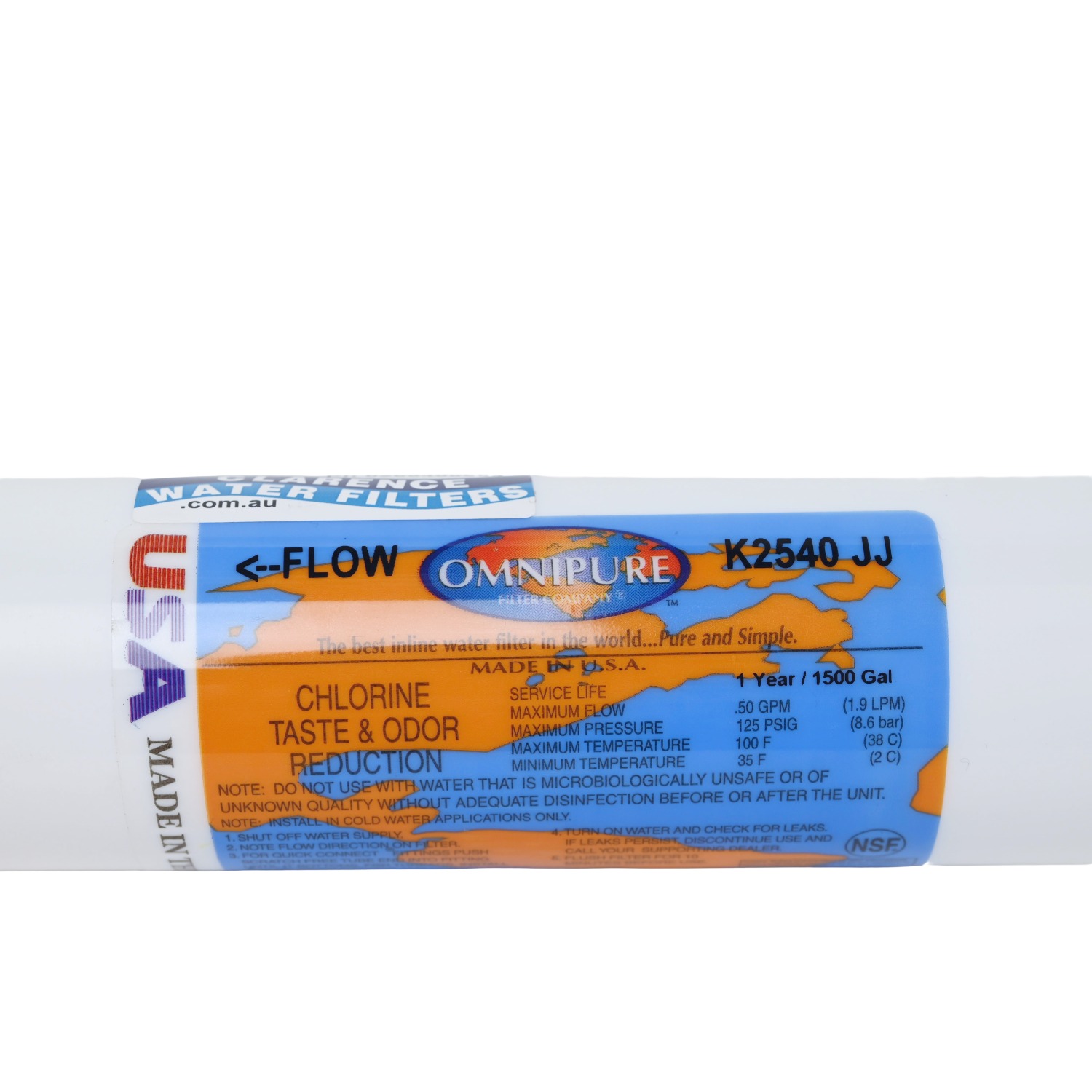 K2540 Omnipure In Line GAC Granular Carbon Filter Rated at 5 microns