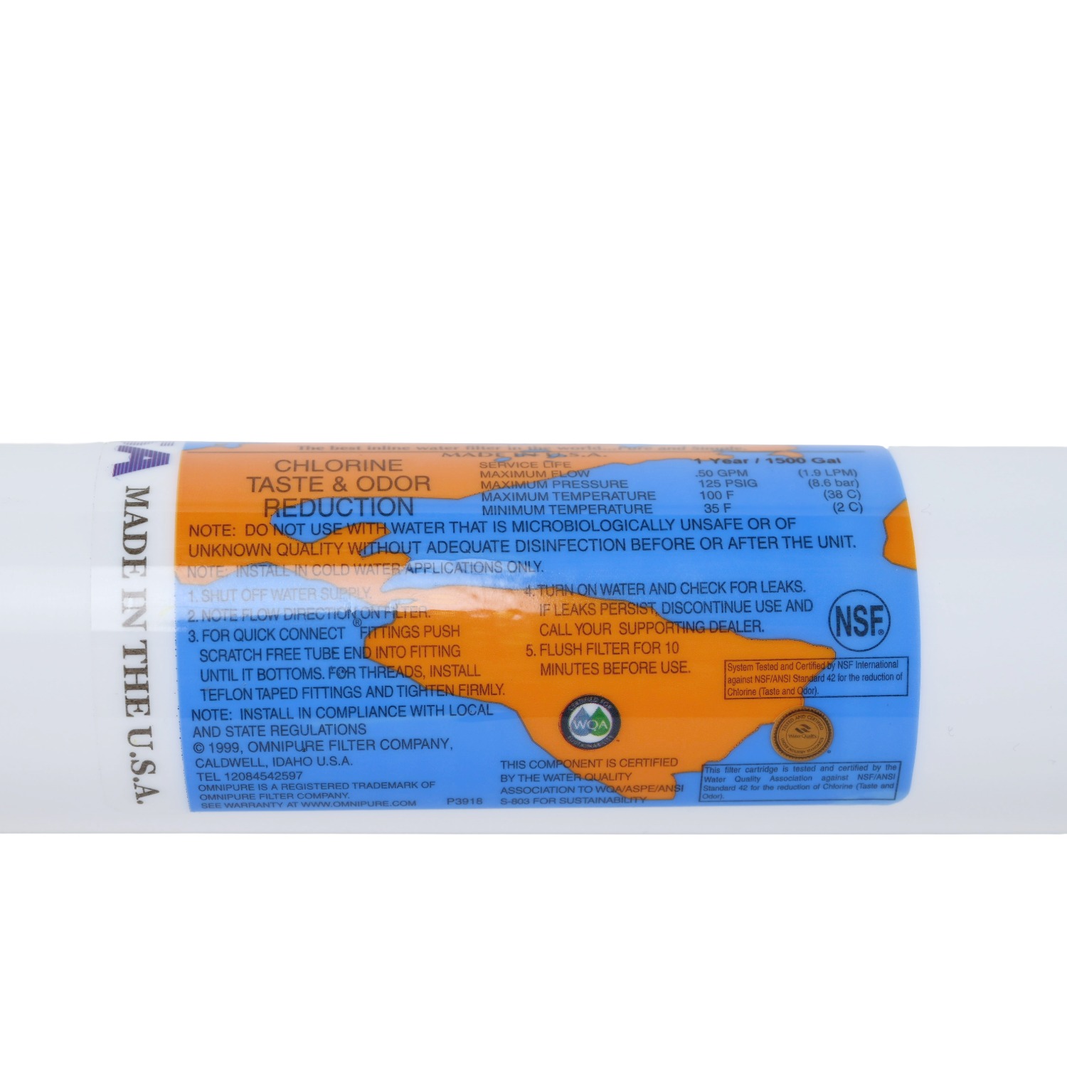 K2540 Omnipure In Line GAC Granular Carbon Filter Rated at 5 microns