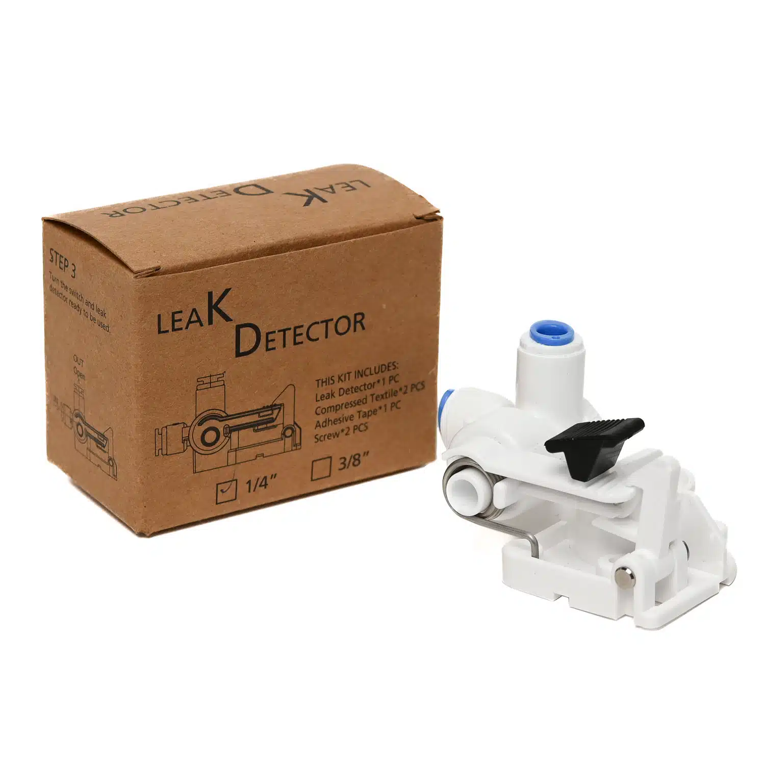 Mechanical Water Filter Leak Detector with quarter inch inlets and outlets