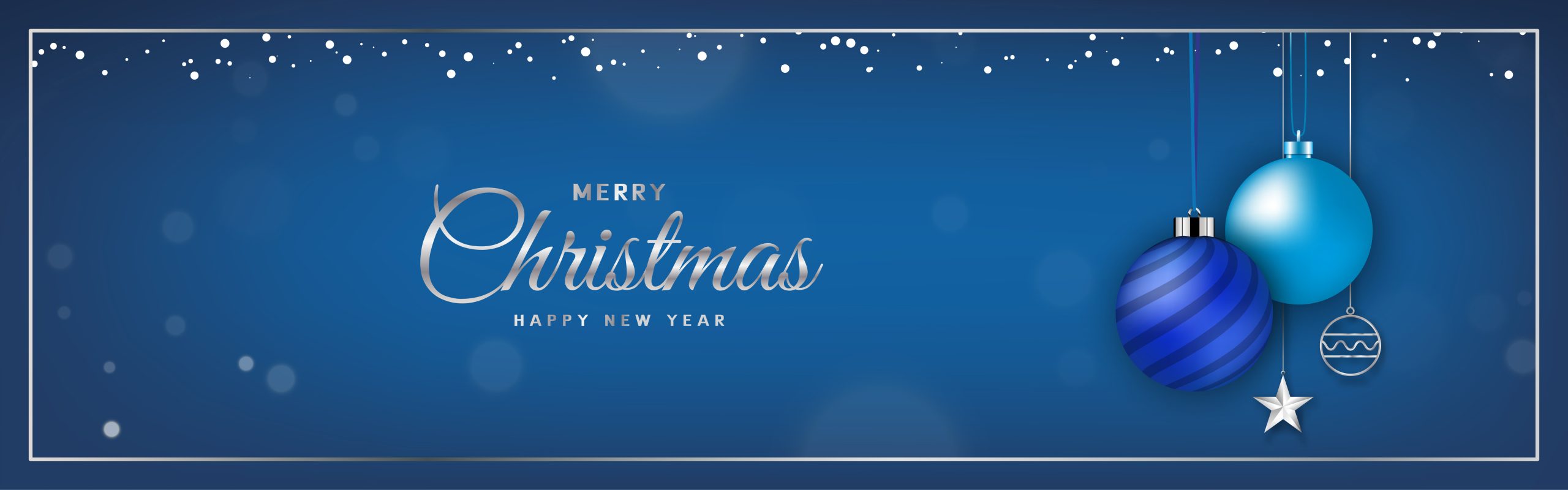 Blue christmas banner with christmas ball