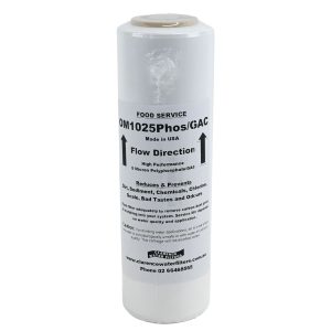 OM1025PHOSGAC 10 inch by 2 point 5 Water Filter With Granular Activated Carbon and Polyphosphate for Scale Reduction