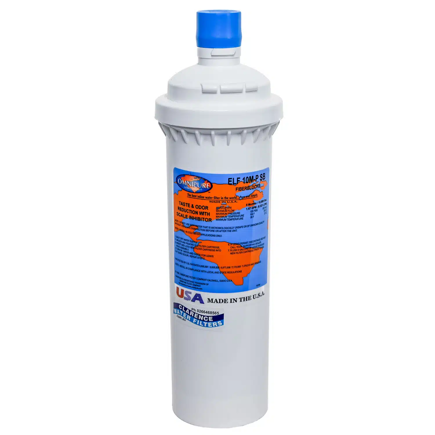 Omnipure ELF10M-P-Fibre-SB FibreBlock 10 Micron Water Filter Scale Inhibitor Lugs