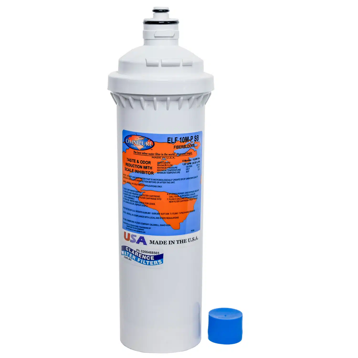 Omnipure ELF10M-P-Fibre-SB FibreBlock 10 Micron Water Filter Scale Inhibitor Lugs