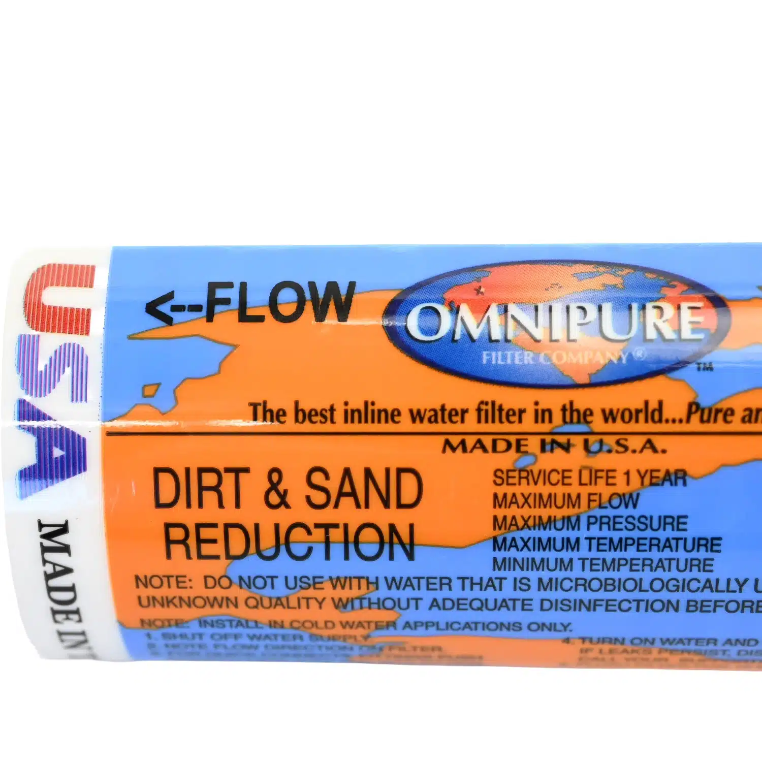 Omnipure K2501 BB 1 Micron Inline Sediment Water Filter with quarter inch Ports