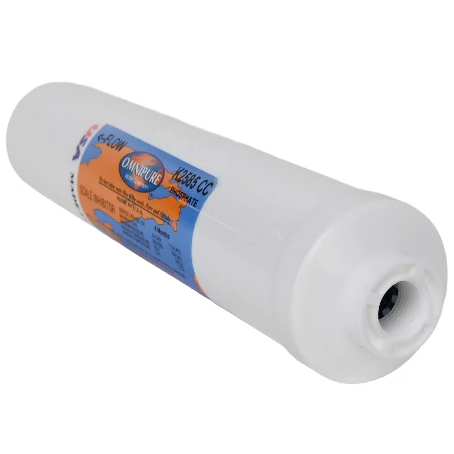 Omnipure K2585 CC 100 percent Polyphosphate inline Water filter with 3 eights female threads