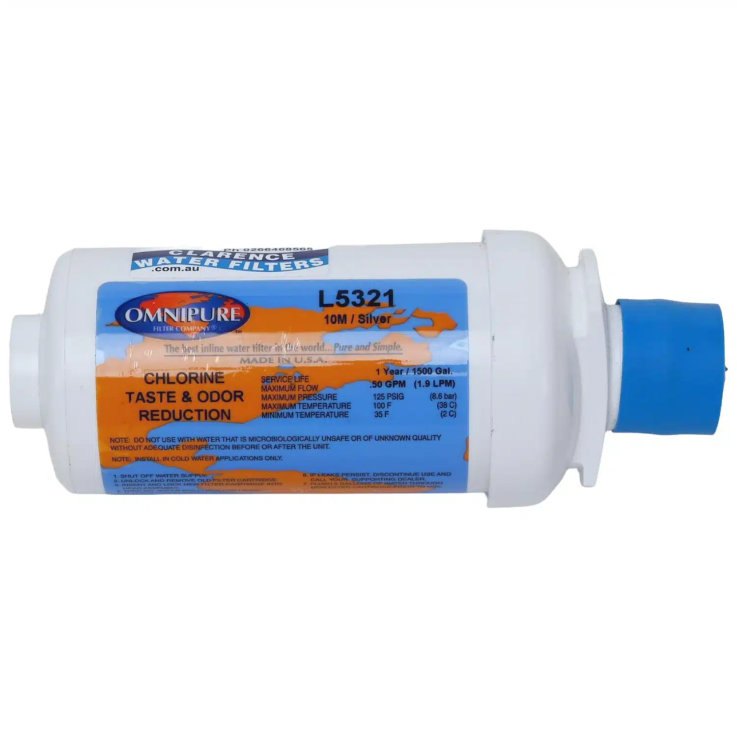 Omnipure L5321 10 Micron Silver Carbon Filter For Sediment and Chemical Reduction