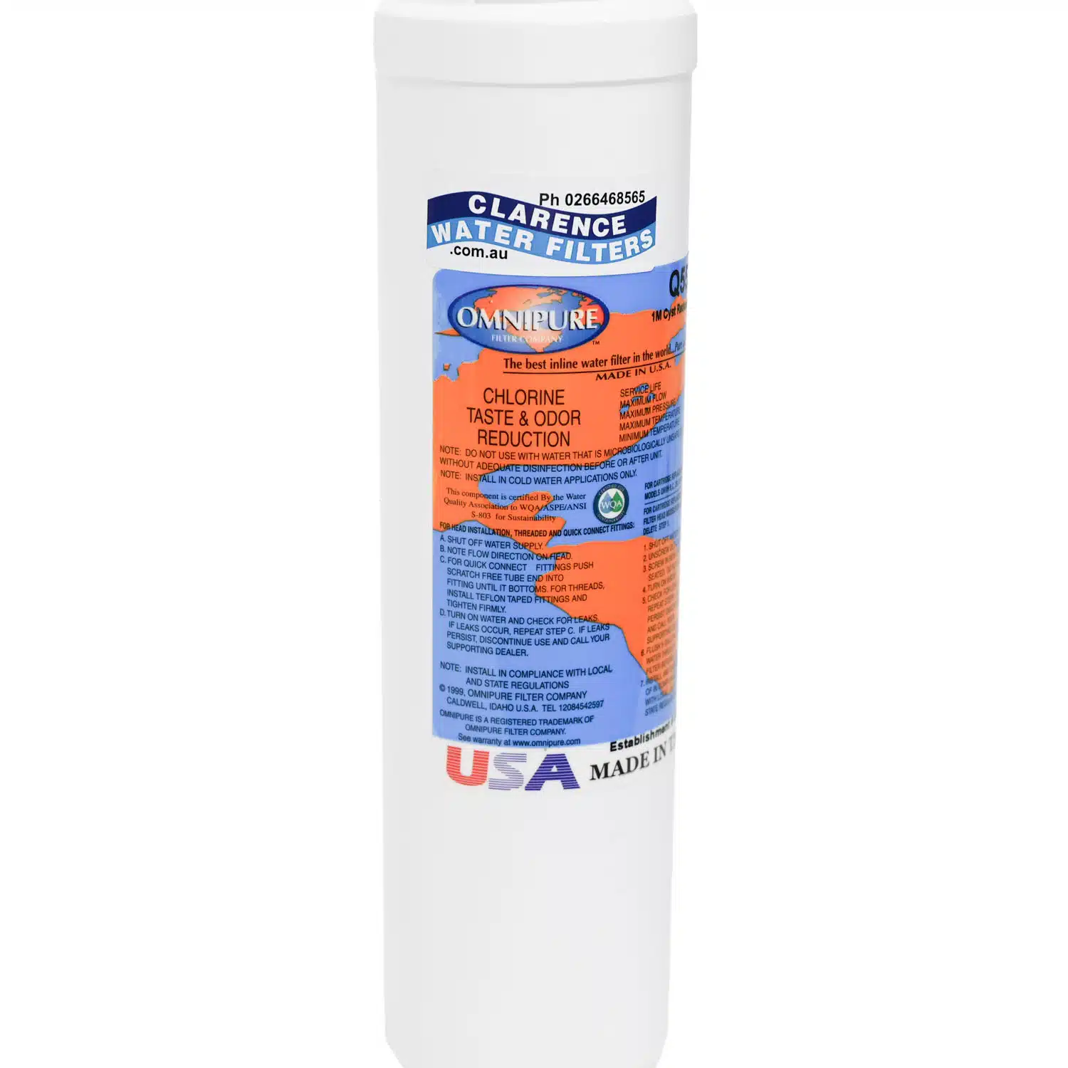 Omnipure Q5520 1 micron Carbon block screw-in replacement water filter American made filter