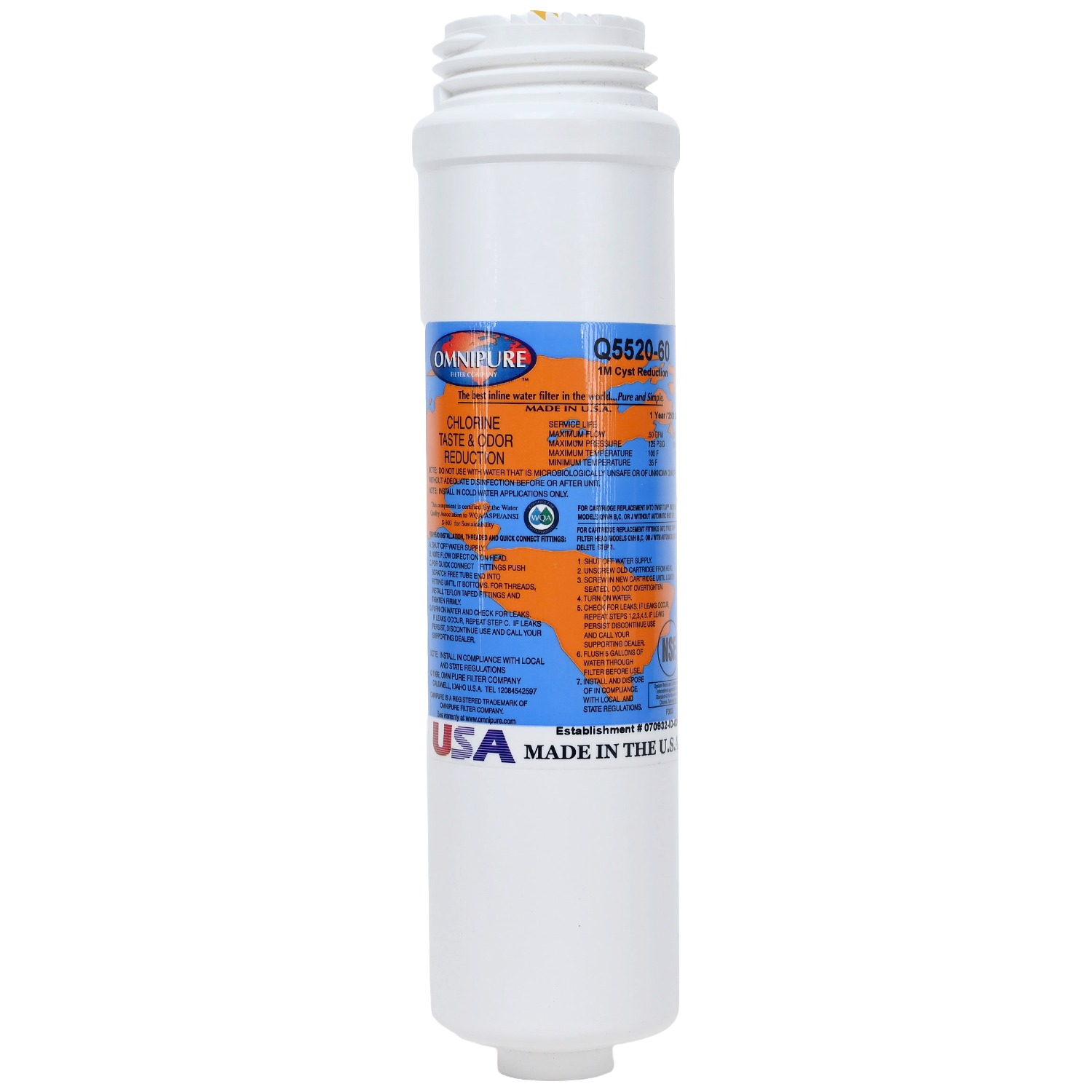 Omnipure Q5520-50 1 Micron Carbon Filter USA Made Special Thread