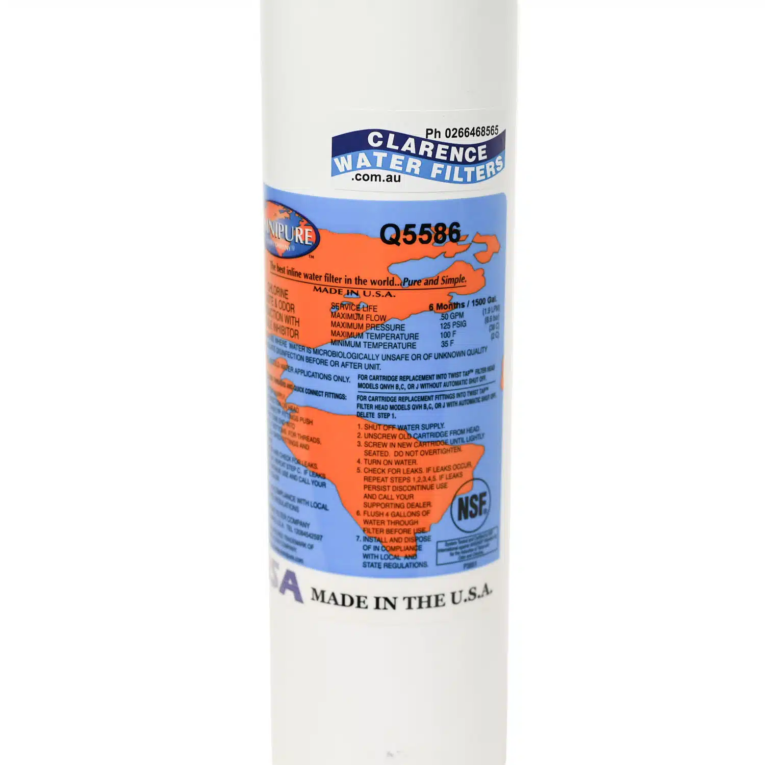 Omnipure Q5586 5 Micron Granular Activated Carbon GAC Water Filter with Polyphosphate Scale Inhibitor