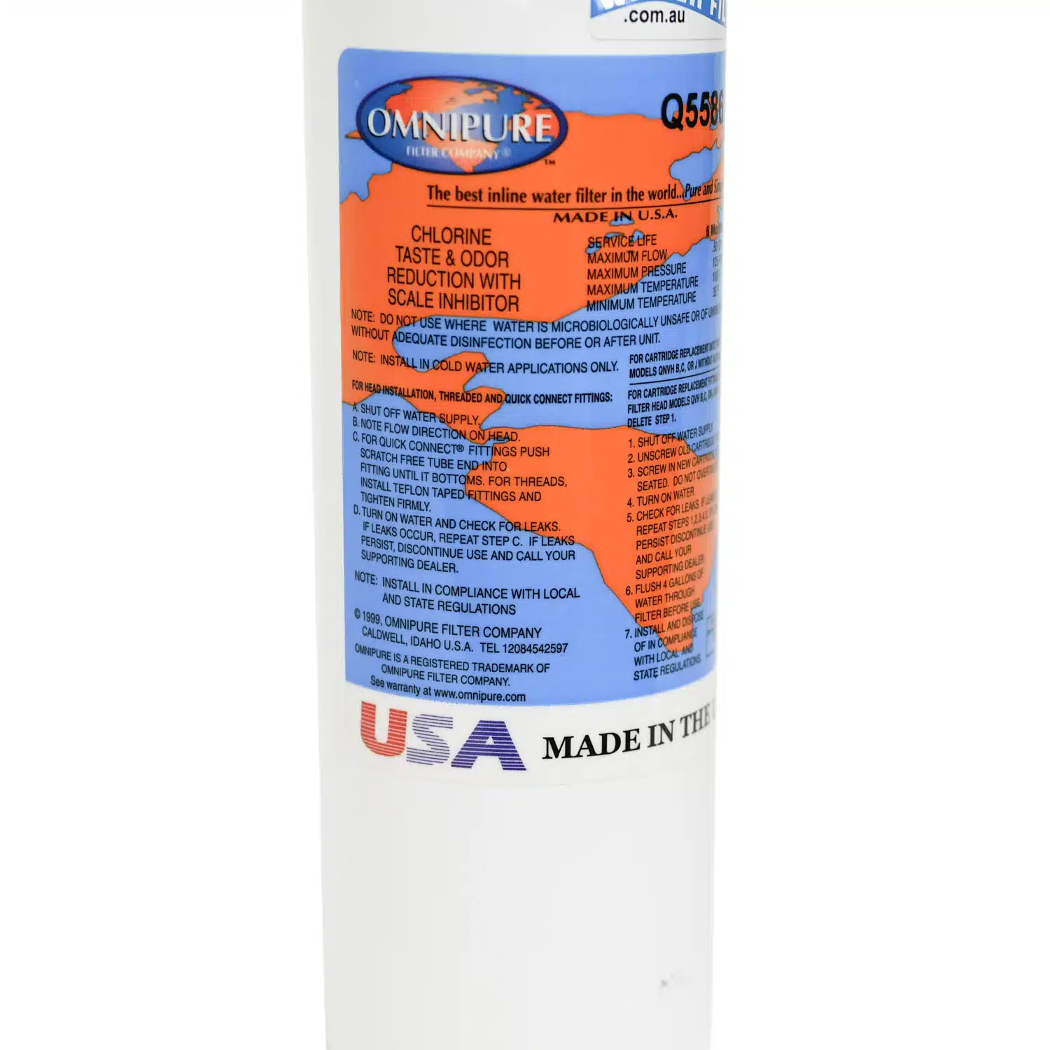 Omnipure Q5586 5 Micron Granular Activated Carbon GAC Water Filter with Polyphosphate Scale Inhibitor