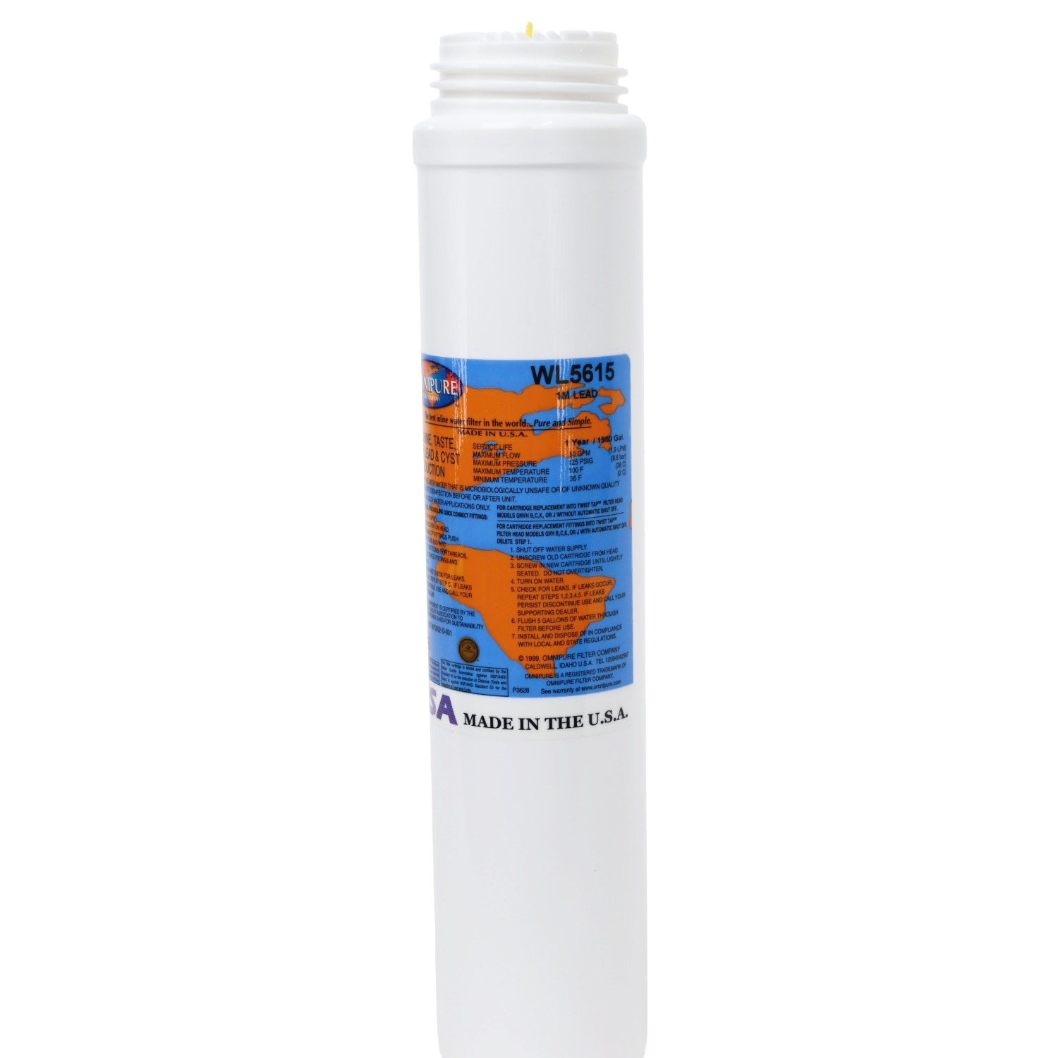 Omnipure WL5615 1 Micron Carbon filter for Chemical and Lead Reduction Reverse Left Thread